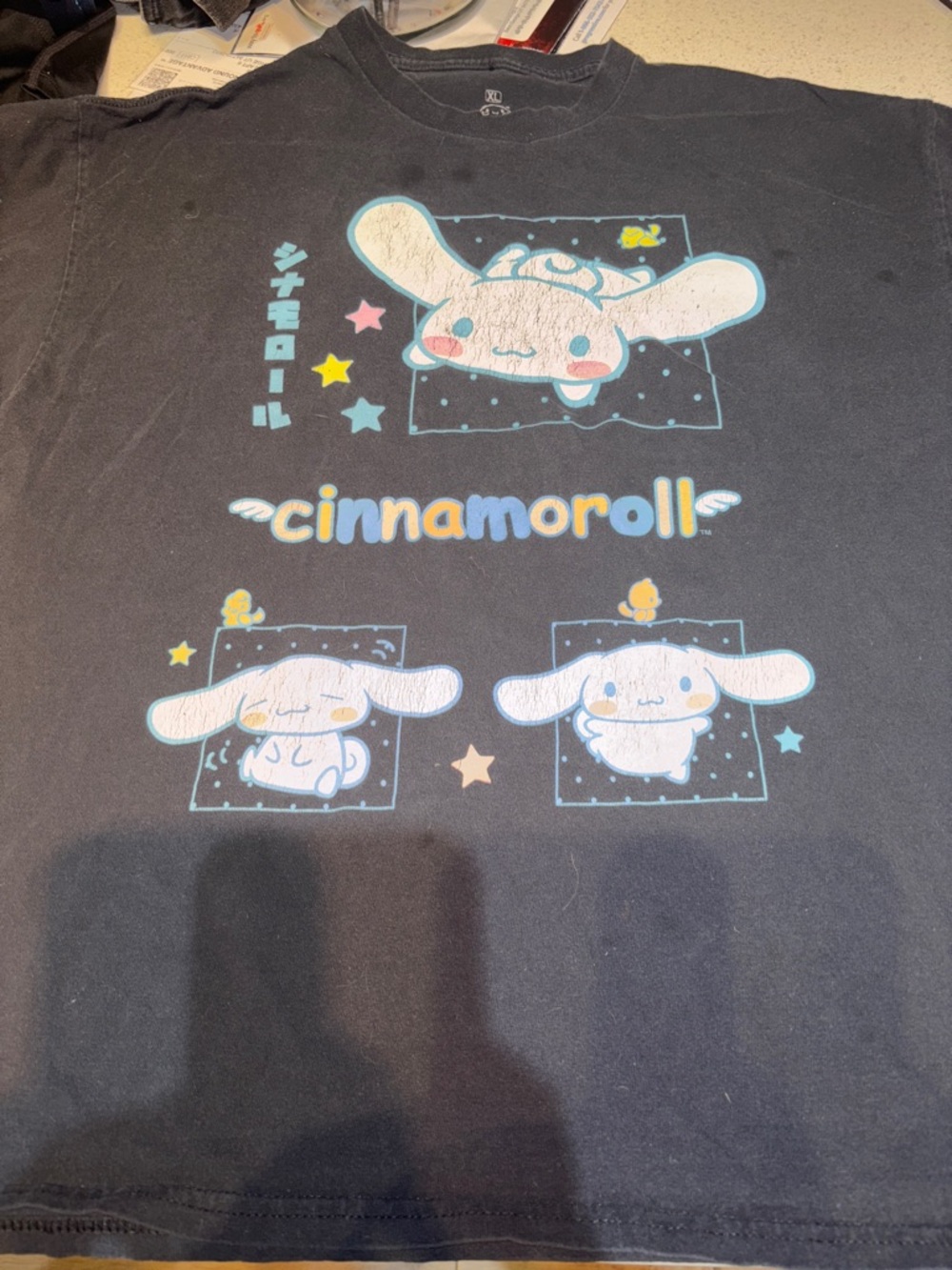 Sanrio Cinnamoroll Graphic Tee in Black with Pastel Accents